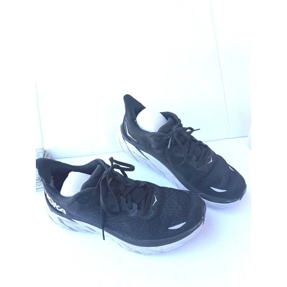 Hoka Clifton‎ 8 Mens Black White Cushion Sneaker Running Shoes EU 42 US 9.5